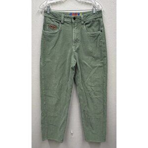 Empyre Tori Corduroy Relax Pants Size 28 Green Wide Baggy Barrell Ankle